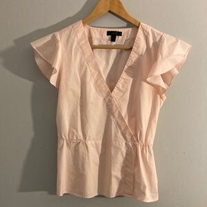 J. Crew Light Pink Ruffle Sleeve Blouse